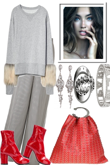 RED SHOES AND BAG FOR THE GREYS- Fashion set