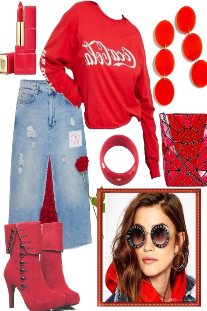 JEANS AND RED LIPS- Combinaciónde moda