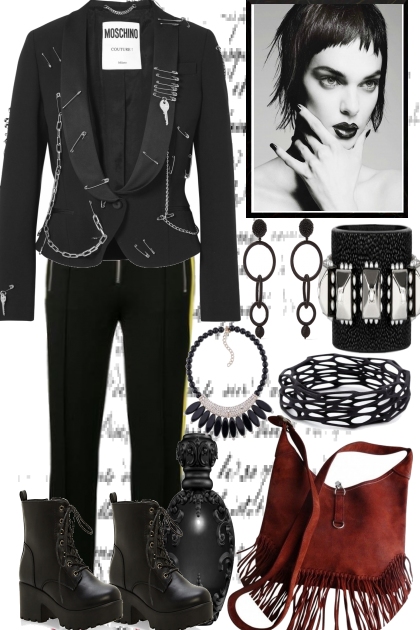 BLACK WITH A RED BAG- Fashion set