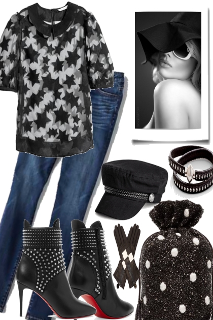EVERY DAY, JEANS WITH B & W- Fashion set