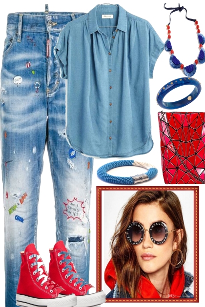 RED AGAINST THE BLUES- Fashion set