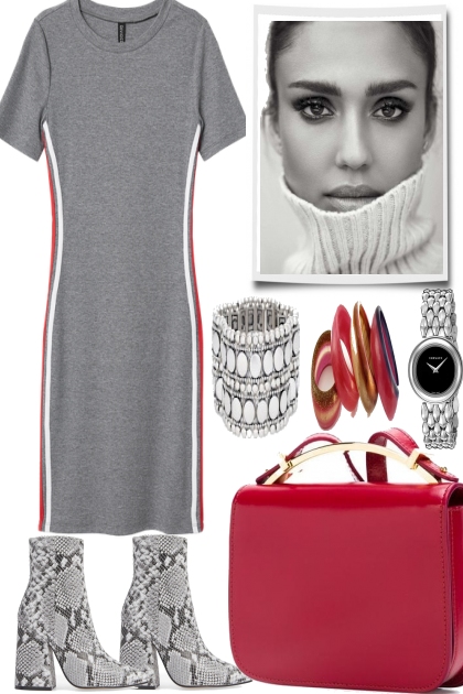 BIT RED FOR GREY DAYS- Modna kombinacija