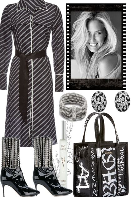 THE LADY  WEARS BLACK AND WHITE- Fashion set