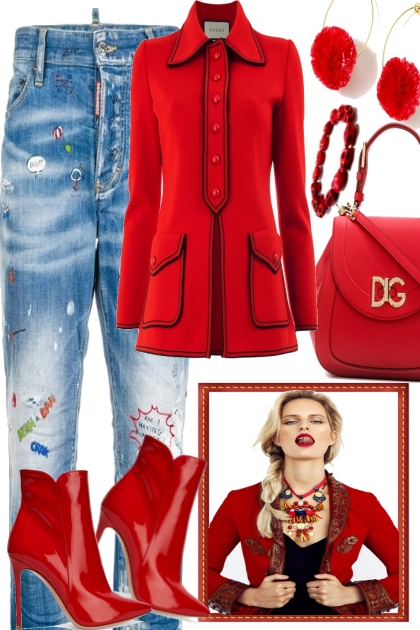 A JEANS NEED RED- Fashion set
