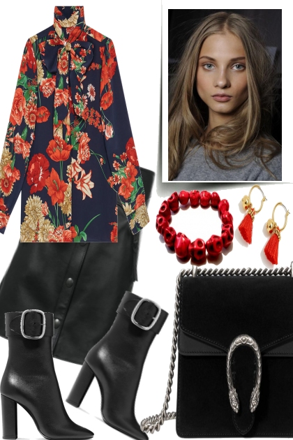 WINTER FLOWERS WITH BLACK- Fashion set