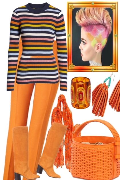 ORANGE WITH STRIPES- Fashion set