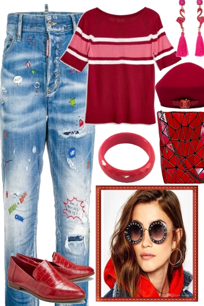 BIT RED, BIT PINK AND A JEANS- Combinazione di moda