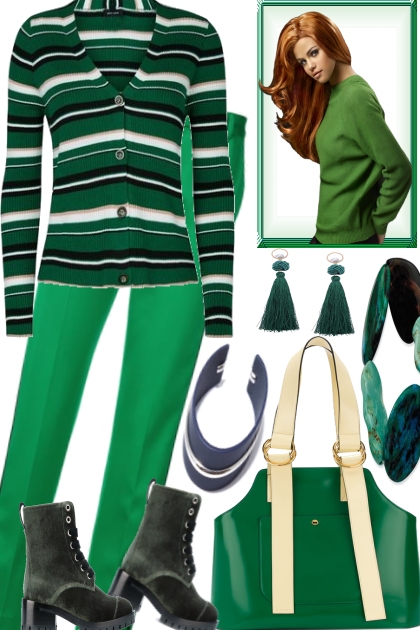 GREEN STRIPES- combinação de moda