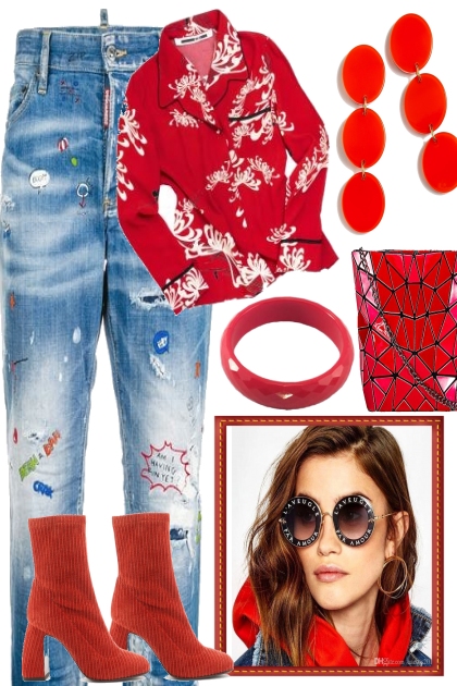 COMFY IN JEANS WITH RED- combinação de moda