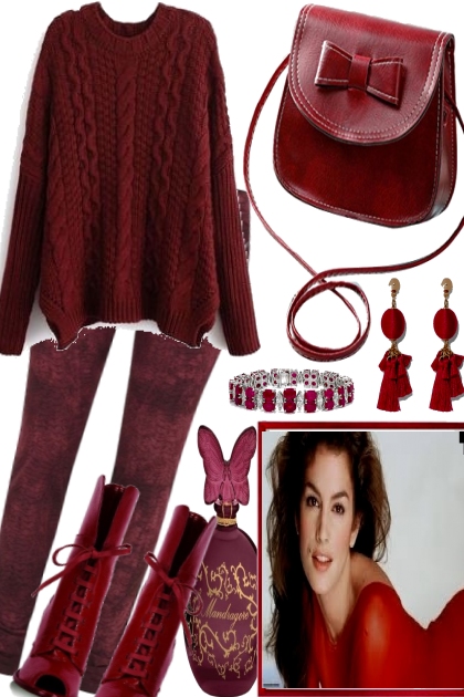 IF RED FOR FALL, THEN DARK- Fashion set