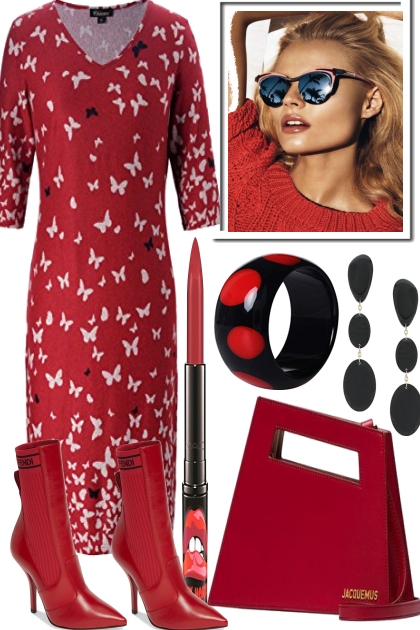 IN RED WITH BLACK- Fashion set
