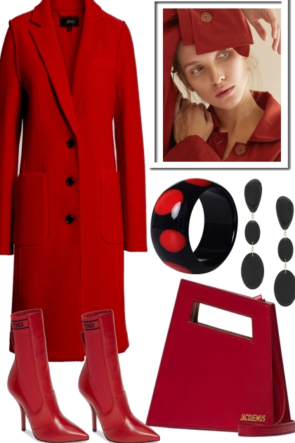 BLACK ACC`S REST IS RED- Fashion set