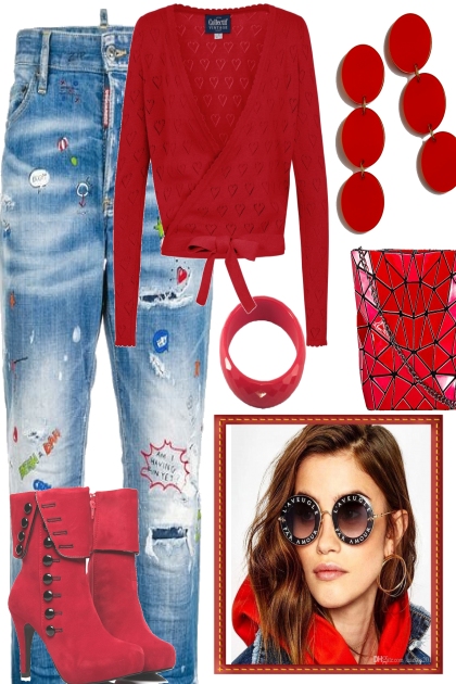 JEANS LOOKS NICE WITH RED- Модное сочетание