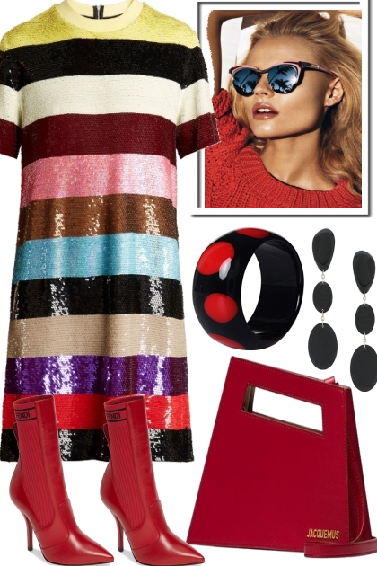 COLOR BLOCK WITH RED- Fashion set