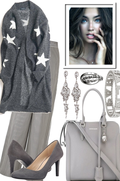 WHITE STARS IN GREY- Fashion set