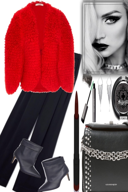 A RED WARM COAT FOR A COLD WINTER DAY- Fashion set
