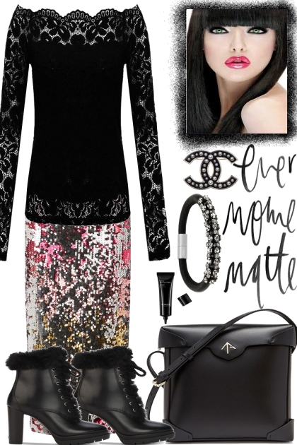 PARTY TIME IN LACE AND GLITTER- Fashion set