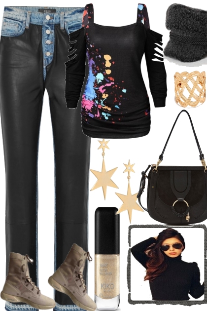 A pair of jeans and stars- Combinaciónde moda