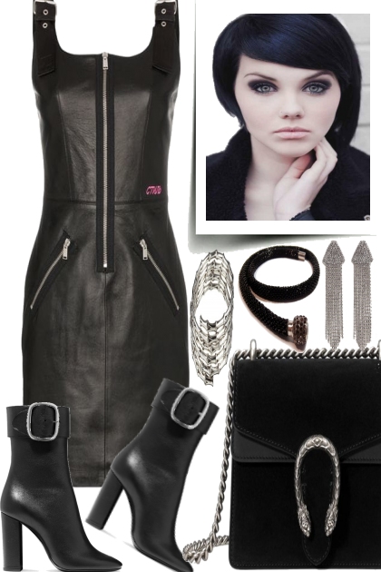 BLACK LEATHER FOR THE PARTY- Fashion set