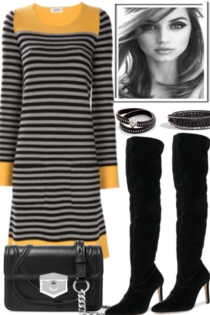 Stripe your winter days- Fashion set