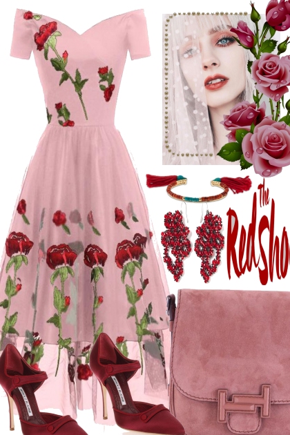 RED SHOES AND RED ROSES- Modekombination
