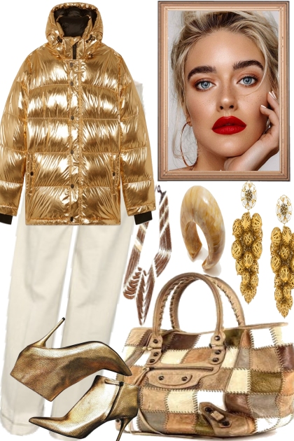 GOLD, WHITE, RED LIPS - Fashion set