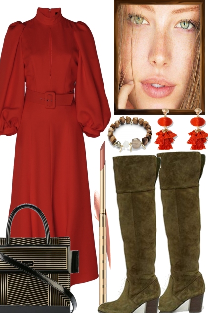 OLIVE AND RED- Fashion set