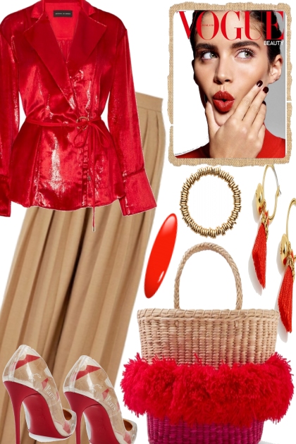 Your beige and red for spring- Fashion set