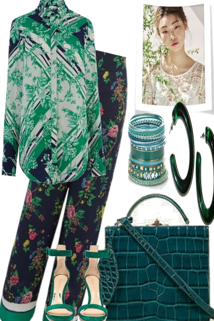 Pattern mix with green- Combinaciónde moda