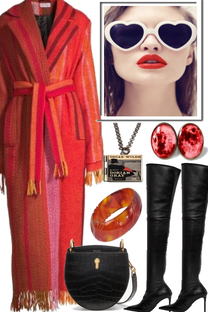 RED COAT, RED LIPS- Fashion set