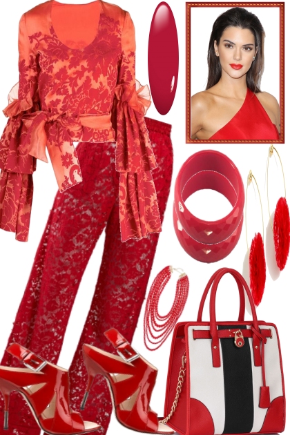 NIGHT IN RED LACE- Fashion set