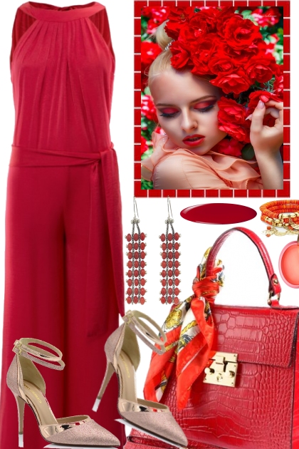 Red Roses, for a casual Party- Fashion set