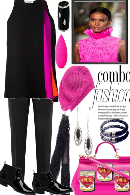 SO BLACK WITH PINK- Fashion set