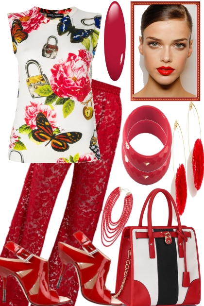  SUMMER & RED LIPS. .- Fashion set