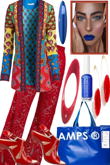 BLUE LIPS AND RED SHOES- combinação de moda