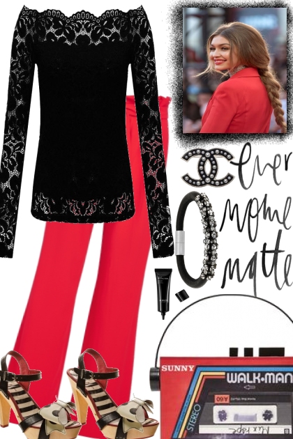 SUMMER AND EASY WITH RED AND BLACK- Fashion set