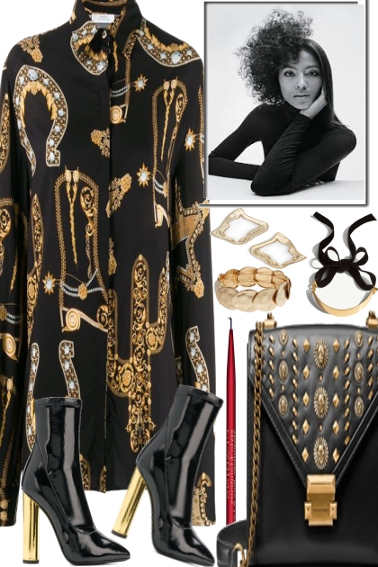 PARTY, TIME FOR GOLD AND BLACK- combinação de moda