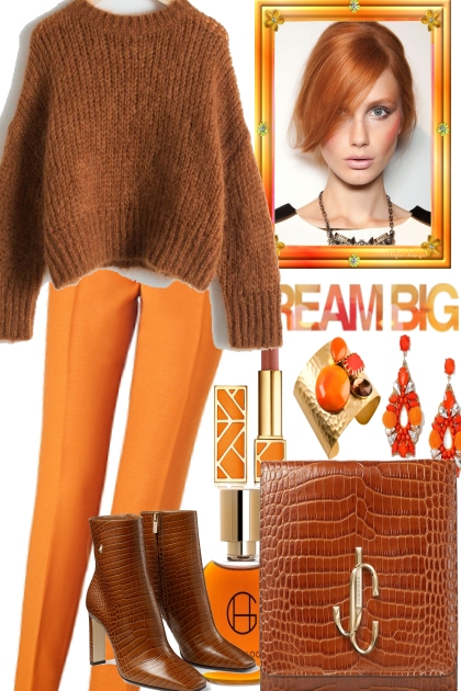 NICE DAY WITH COGNAC AND ORANGE- Fashion set