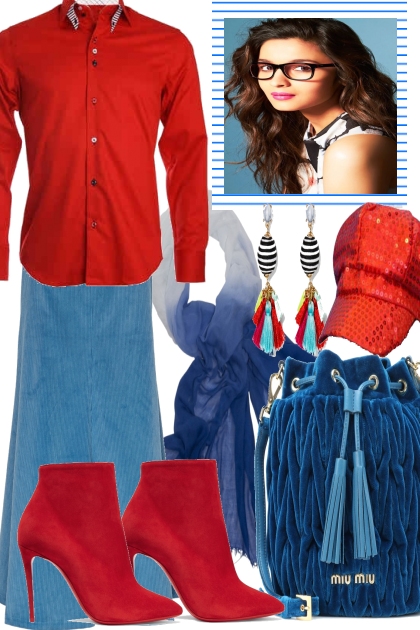THE BLUES AND RED- combinação de moda
