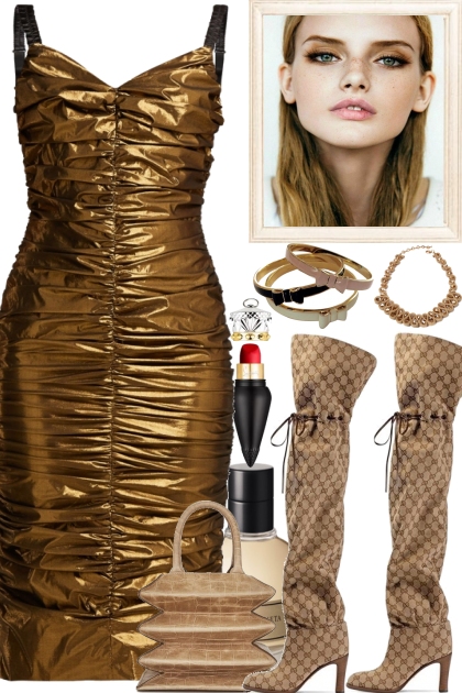 GOLDEND DINNER DRESS- Modna kombinacija