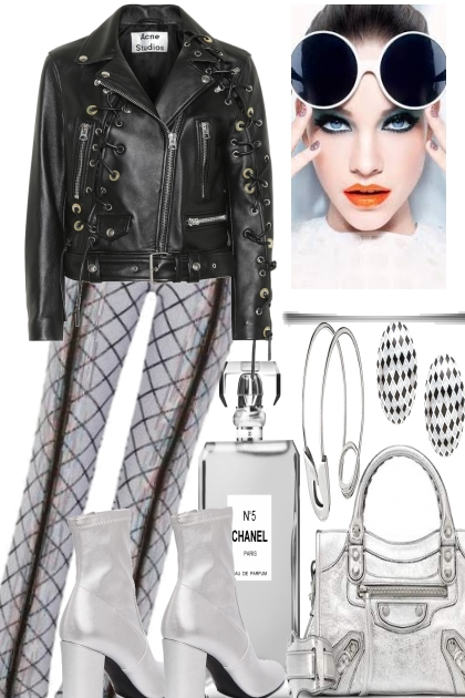 BLACK LEATHER AND SILVER- Fashion set