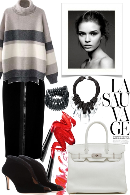 RED LIPS FOR BLACK AND WHITE- Fashion set