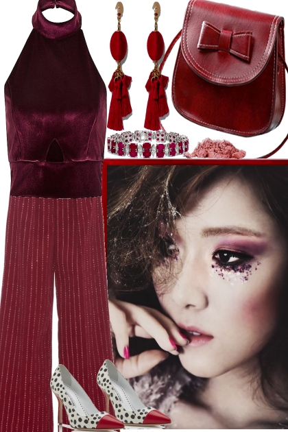 IN LOVE WITH DARK RED- Fashion set