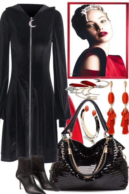 RED FOR THE BLACK- Combinazione di moda