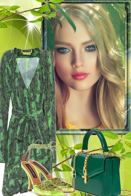 GREEN SNAKE IN SPRING- Fashion set