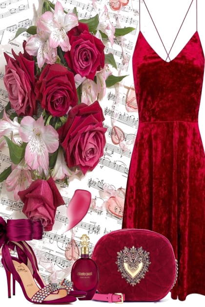 RED ROSES AND SPRING FLOWERS- Combinazione di moda