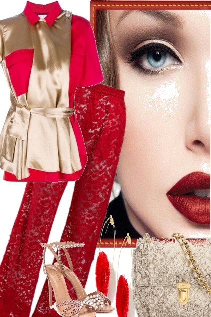 GO WITH RED LACE- Fashion set