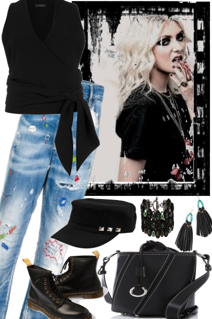 COOL GIRL, JEANS AND BLACK- Fashion set