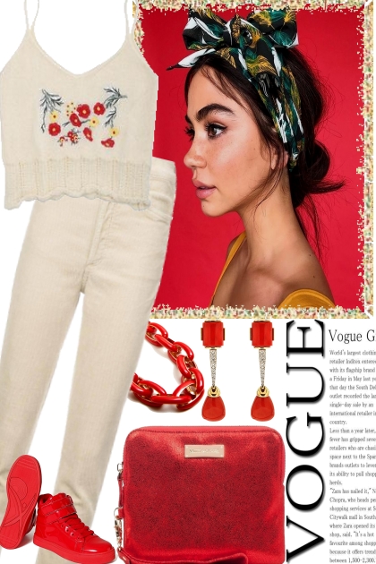 WHITE TOUCH OF RED- Fashion set