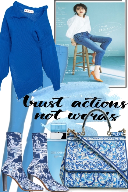 SHE LOVES THE BLUES- combinação de moda